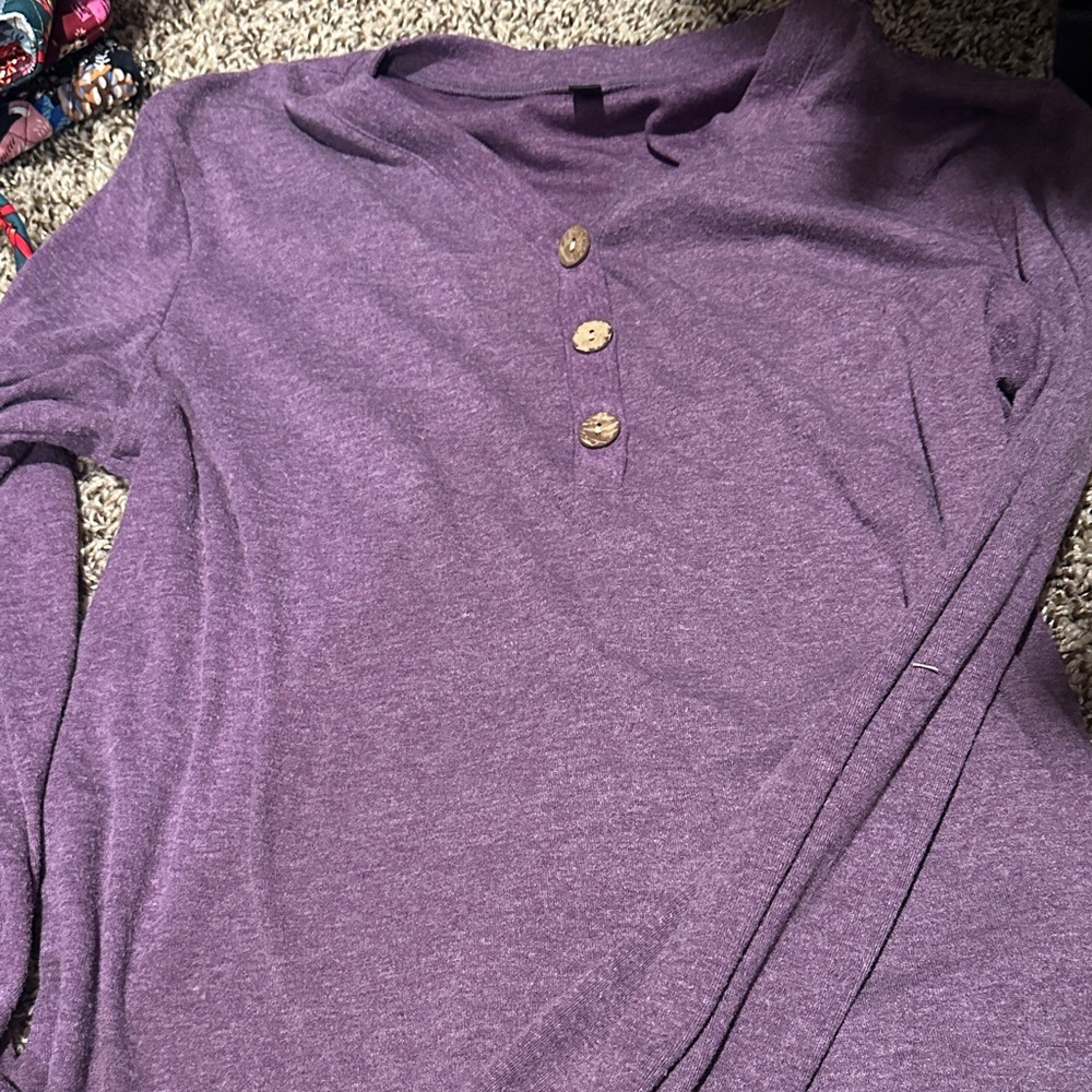 Purple Women's Top with Button Detail